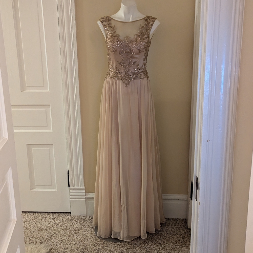 Loman pale pink beaded formal dress some damage on skirt size 8